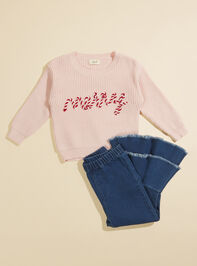 Merry Candy Cane Toddler Sweater Detail 4 - TULLABEE