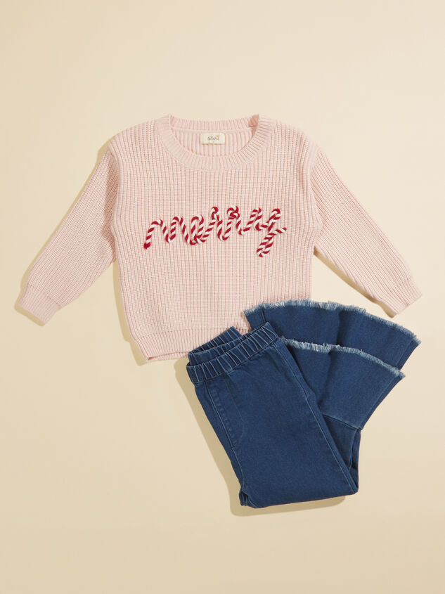 Merry Candy Cane Toddler Sweater Detail 4 - TULLABEE