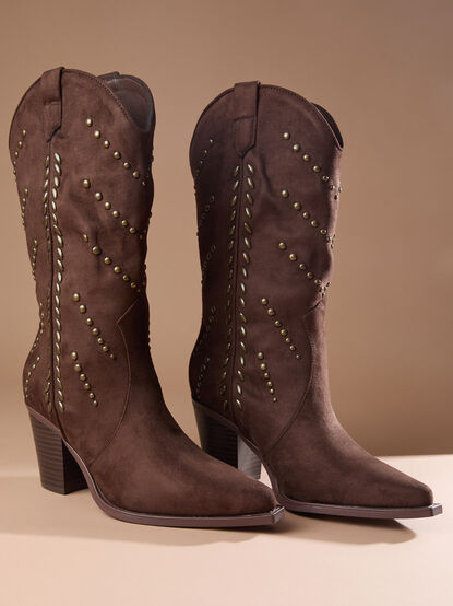 Morgan Studded Western Boots - TULLABEE