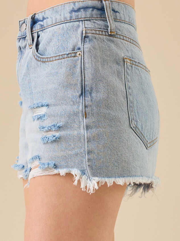 Hartley Distressed Denim Shorts Detail 4 - TULLABEE