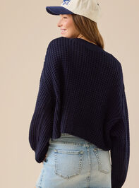 Makayla Waffle Cropped Sweater Detail 5 - TULLABEE