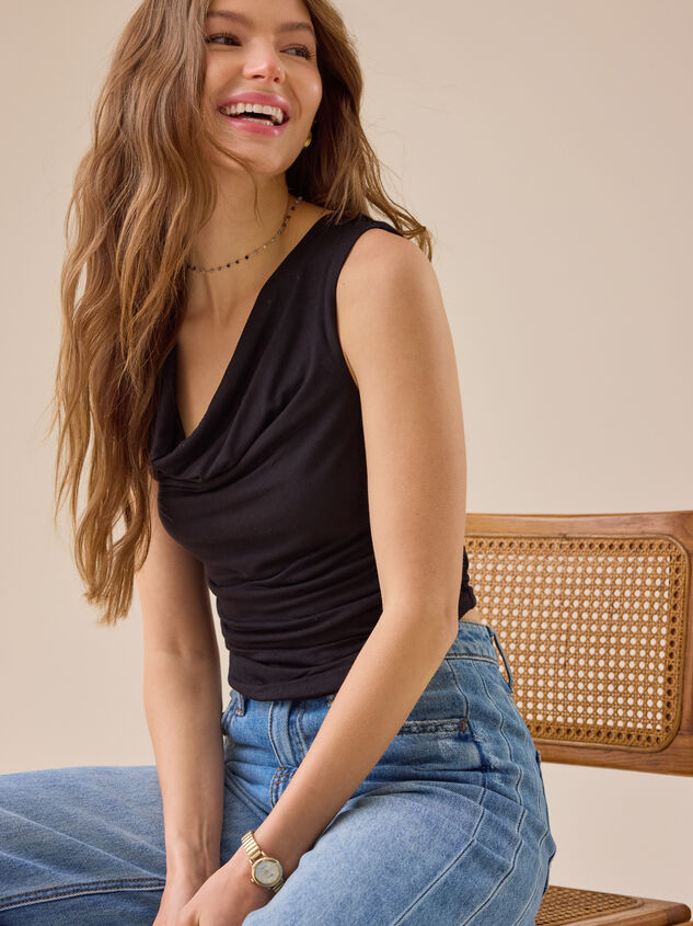 Alaya Cowl-Neck Top Detail 3 - TULLABEE
