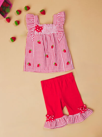 Monica Strawberry Top and Pant Toddler Set - TULLABEE