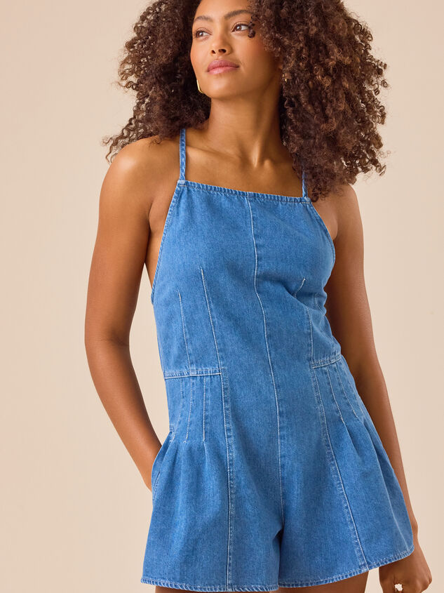 Nichole Denim Halter Romper Detail 4 - TULLABEE