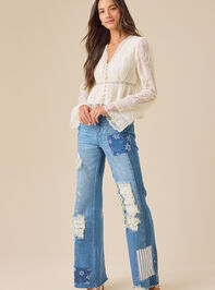 Keri Patchwork Flare Jean Detail 2 - TULLABEE