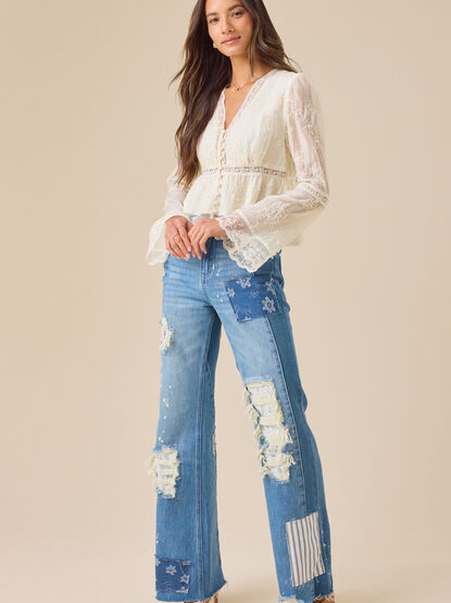 Keri Patchwork Flare Jean - TULLABEE