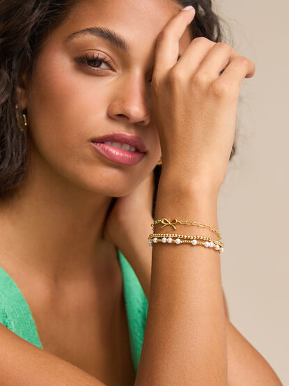 18K Gold Beaded Bow Bracelet Pack - TULLABEE