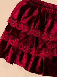 Ruby Tiered Velvet Skirt Detail 3 - TULLABEE