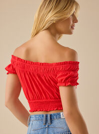 Nora Tie Front Smocked Top Detail 3 - TULLABEE