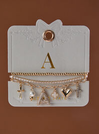 Bubble Monogram Charm Bracelet Set - A - TULLABEE