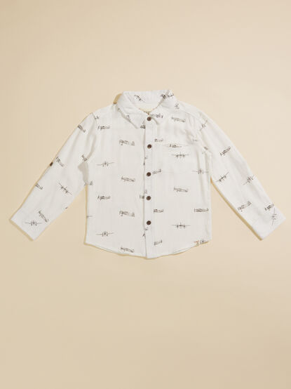 Michael Airplane Toddler Button-Down by Me + Henry - TULLABEE