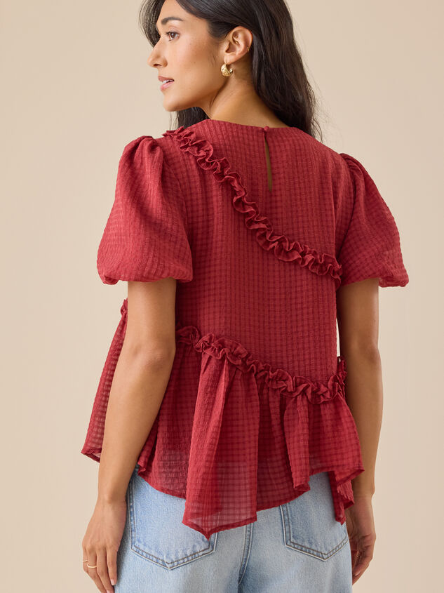 Dolly Ruffle Asymmetrical Top Detail 4 - TULLABEE