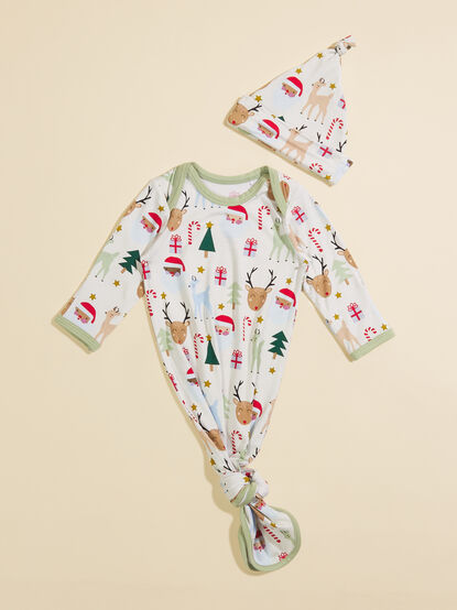 Santa Friends Knot Gown and Hat Set - TULLABEE