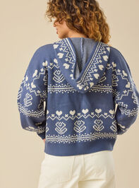 Gale Floral Fair Isle Zip-Up Detail 5 - TULLABEE