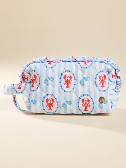 Seaside Lobster Quilted Cosmetic Pouch - TULLABEE