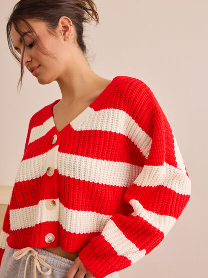 Lined Up Striped Cardigan - TULLABEE