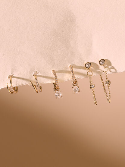 18K Gold Double Hoop Glitz Set - TULLABEE