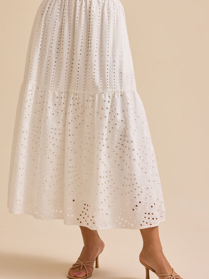 April Eyelet Midi Skirt - TULLABEE