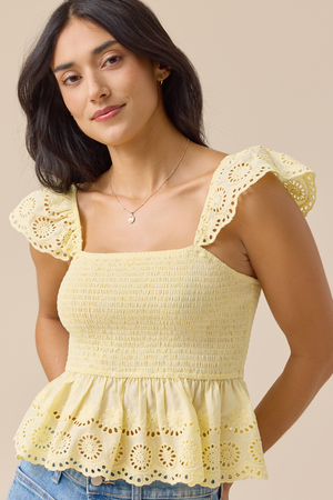 Kennedy Embroidered Smocked Tank - Altar'd State - 