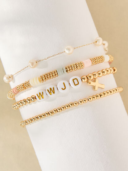 WWJD Stretch Beaded Bracelet Set - TULLABEE