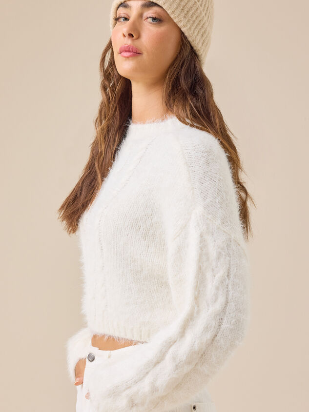 Callie Fuzzy Cropped Sweater Detail 4 - TULLABEE