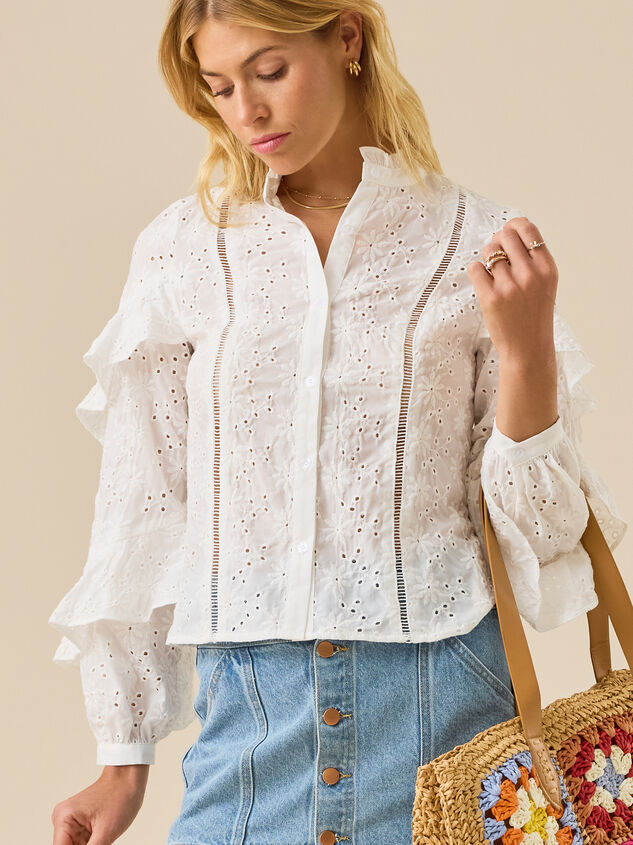 Serena Eyelet Button Up Top Detail 4 - TULLABEE