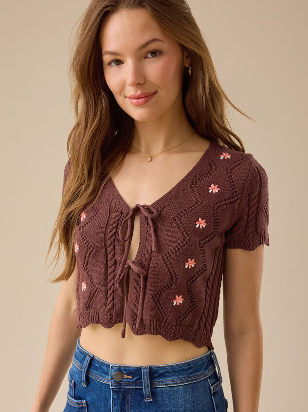 Bella Embroidered Tie Front Top - TULLABEE