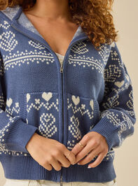 Gale Floral Fair Isle Zip-Up Detail 3 - TULLABEE