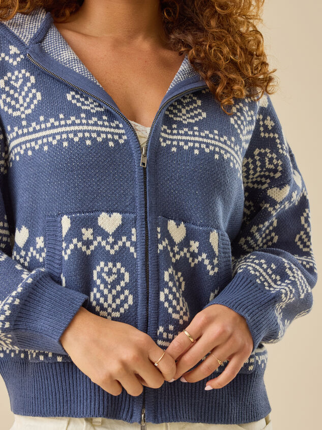 Gale Floral Fair Isle Zip-Up Detail 3 - TULLABEE