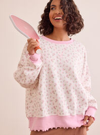 Mindful Rest Floral Lettuce Edge Pullover Detail 2 - TULLABEE