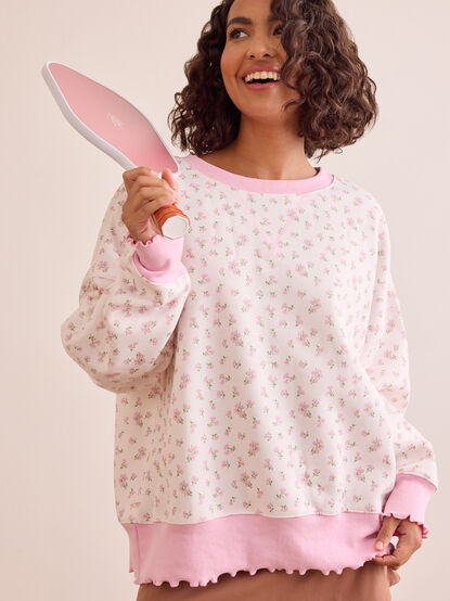 Mindful Rest Floral Lettuce Edge Pullover - TULLABEE