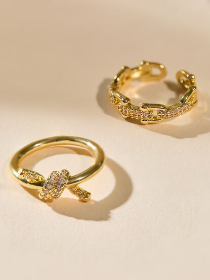18K Gold Dazzle Knot Ring Set - TULLABEE