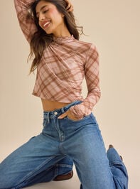 Abby Plaid Mesh Top Detail 3 - TULLABEE
