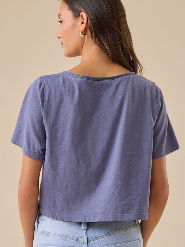 Charly Lace Trim Cropped Tee Detail 5 - TULLABEE