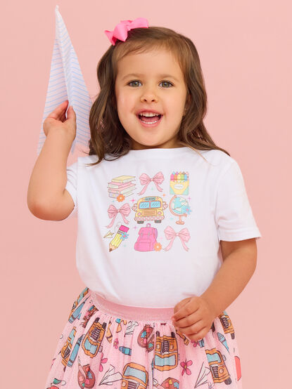 Kindergarten Doodle Bow Tee - TULLABEE