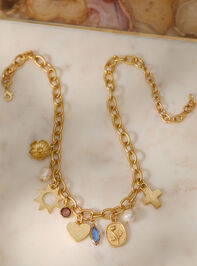 Cherish Textured Link Charm Necklace - TULLABEE