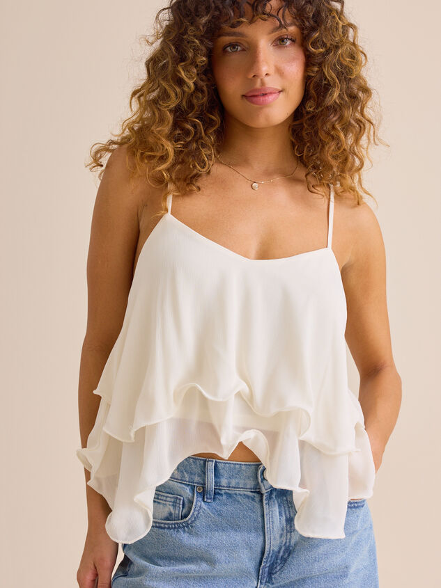 Paityn Ruffle Tie Back Tank Detail 2 - TULLABEE