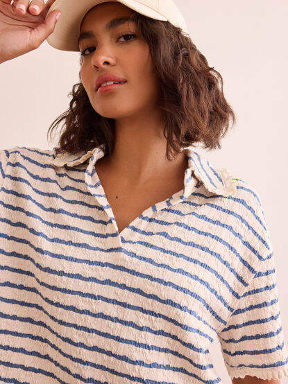 Montauk Striped Polo Top - TULLABEE