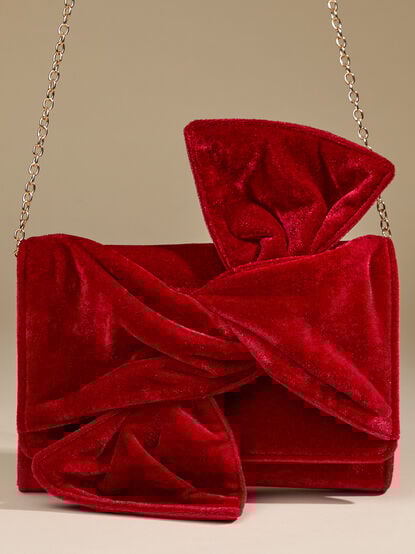 Bow Twist Velvet Clutch - TULLABEE