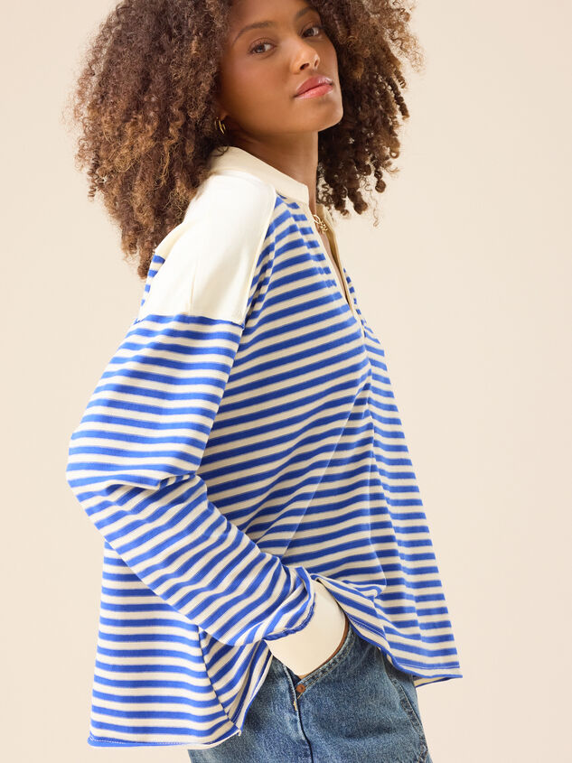 Aileen Oversized Striped Polo Detail 4 - TULLABEE