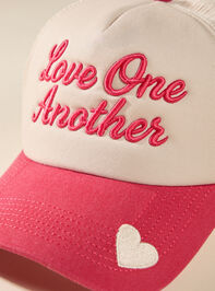Love One Another Trucker Hat Detail 2 - TULLABEE
