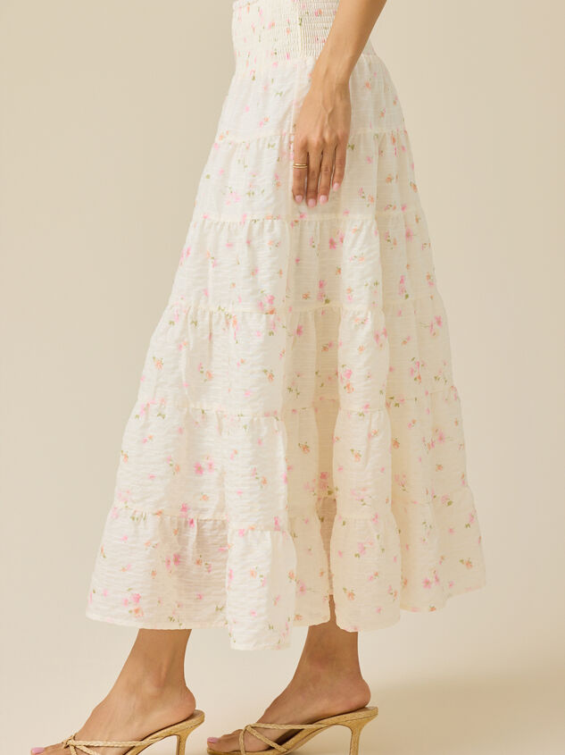 Primrose Tiered Floral Midi Skirt Detail 4 - TULLABEE