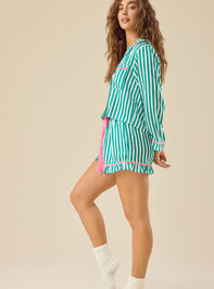 Rosemary Satin Stripe Sleep Top Detail 5 - TULLABEE