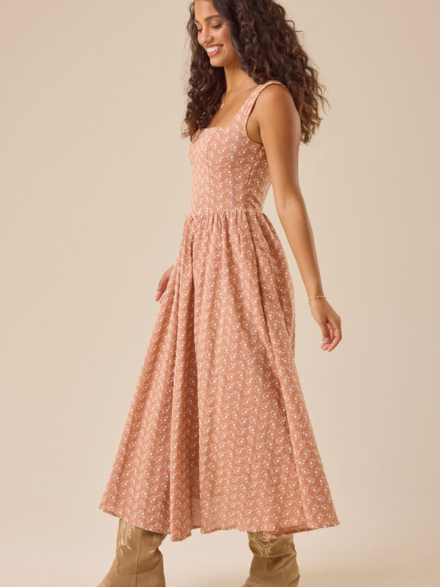 Lenore Drop Waist Midi Dress Detail 3 - TULLABEE