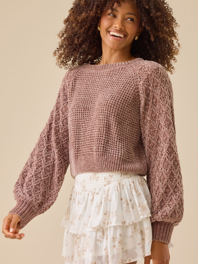 Hailey Chenille Pointelle Sweater - TULLABEE