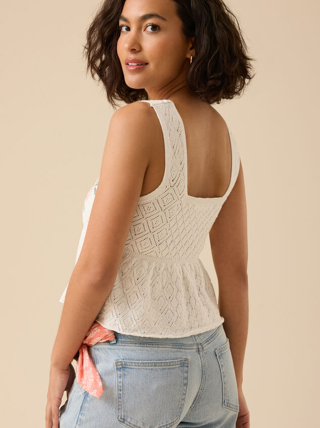 Sloane Pointelle Floral Tank Detail 4 - TULLABEE