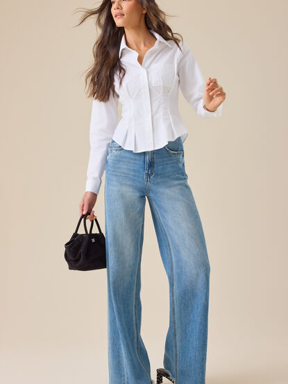 Victoria Pleated Button Up Top - TULLABEE