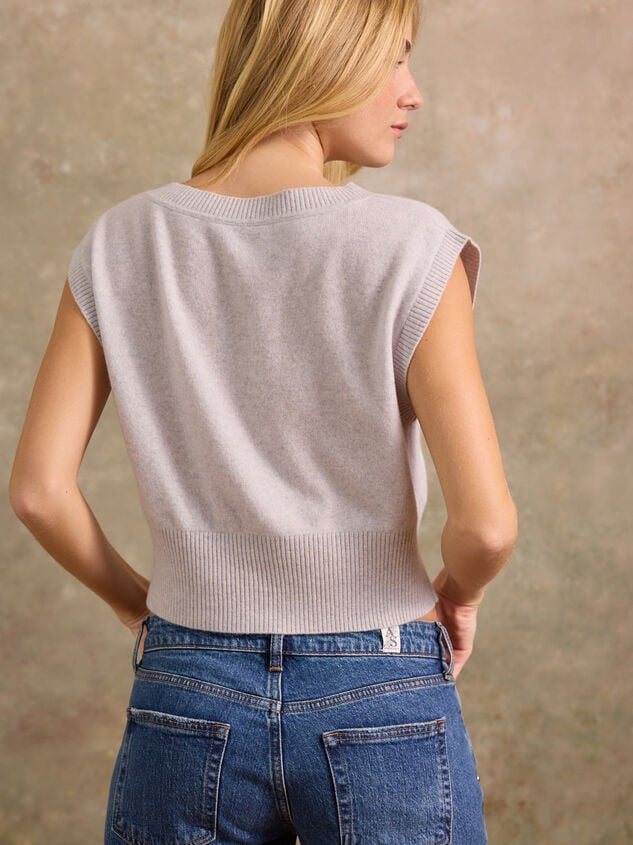 Lumina Cashmere V-Neck Sweater Vest Detail 6 - TULLABEE