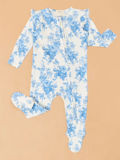 Cottage Floral Ruffle Sleeve Footie - TULLABEE