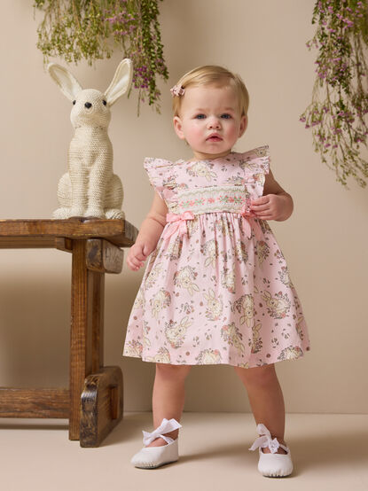 Bloom Bunny Smocked Baby Dress - TULLABEE